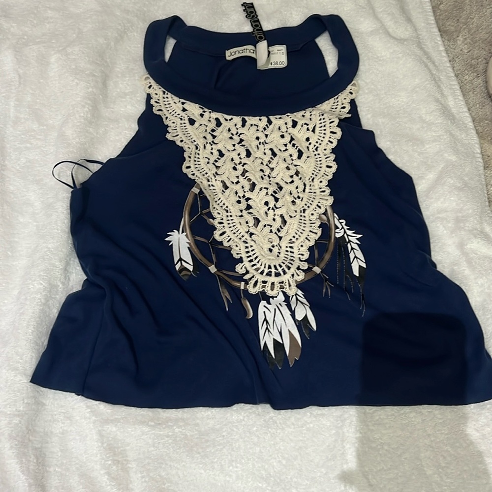 Jonathan Saint top size small navy top